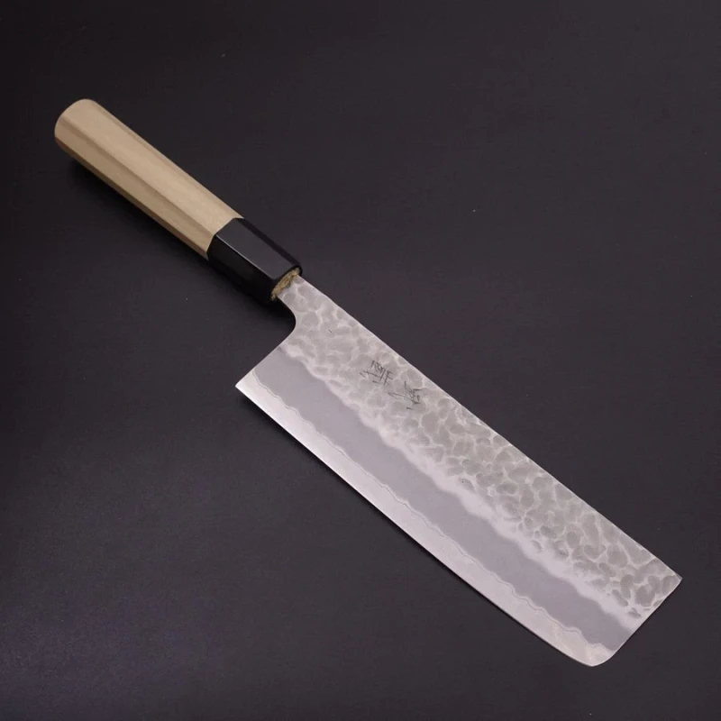 Кухненски нож Musashi - Япония - ръчна изработка - стомана Aogami-super - ламинат дамаск Nakiri 165 мм