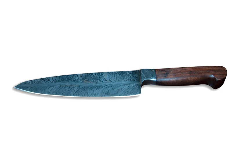Кухненски нож ръчна изработка от дамаска стомана  - Feather Damascus - CB 100058