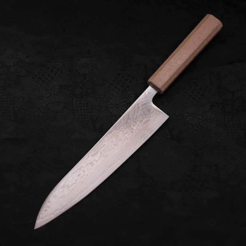 Японски нож Musashi SLD Nickel Damascus 210 мм с Urushi дръжка H524-4