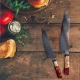 Thumbnail 1 of Комплект ножове - Kiritsuke - ламинат дамаск и дръжка от дърво и епоксидна смола CB 100077