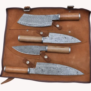 Снимка на Комплект ножове от дамаска стомана (4 броя) - ръчна изработка - CB 100064