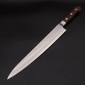 Снимка на Кухненски нож Musashi - Япония - ръчна изработка - стомана VG10 - Tsuchime Damascus - Sujihiki 240мм