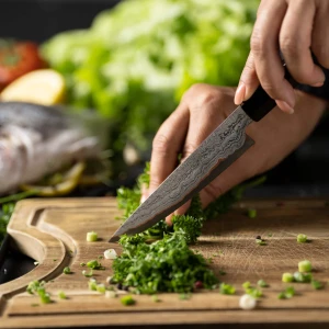 Снимка на Кухненски нож Chefsblade - ръчно кован многослоен дамаск - Универсален - 130мм - CB100142