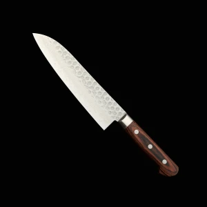 Снимка на Японски кухненски нож - ръчна изработка - стомана VG10 - Tsuchime Damascus - Santoku 180мм