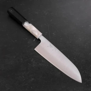Снимка на Ръчна изработка Кухненски нож Musashi - Япония - стомана AUS10 - Santoku 165 мм H725-WB