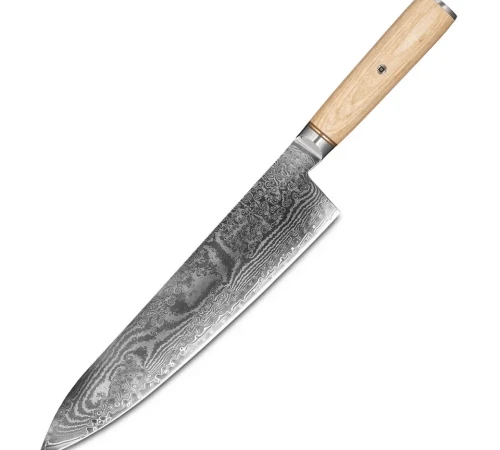 Снимка на Кухненски нож Chefsblade - стомана S35VN - ламинат дамаск - острие Kiritsuke - 240 mm