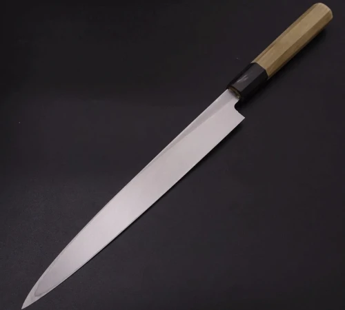 Снимка на Кухненски нож Musashi - Япония - ръчна изработка - стомана White steel #2 - острие Yanagiba - 240 мм