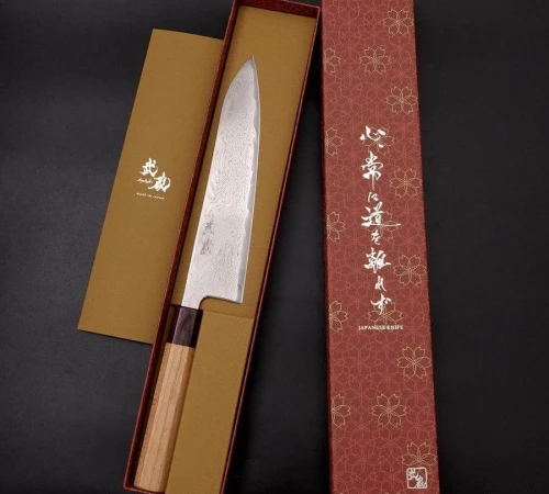 Снимка на Кухненски нож Musashi - Япония - Ръчна изработка - Стомана AUS10 - никел ламинат дамаск - Chef/Gyuto 210 мм