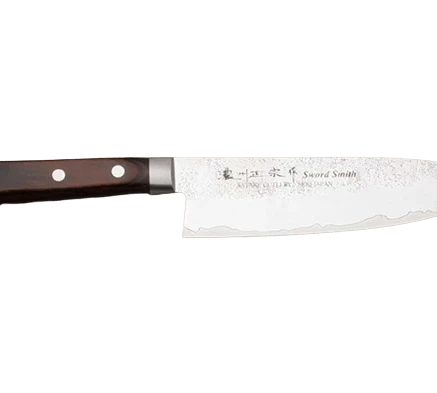 Снимка на Кухненски нож - SATAKE - Япония - стомана - AUS 8A - Santoku - кафява дръжка - 170mm