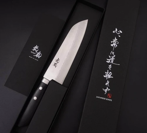 Снимка на Кухненски нож Musashi - Япония - ръчна изработка - стомана VG10 - Santoku 170мм