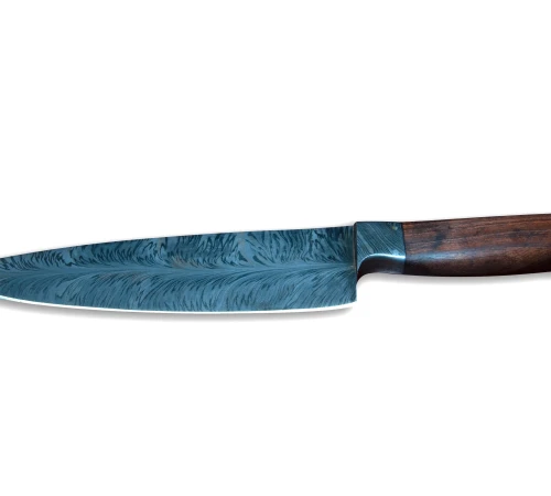 Снимка на Кухненски нож ръчна изработка от дамаска стомана  - Feather Damascus - CB 100058