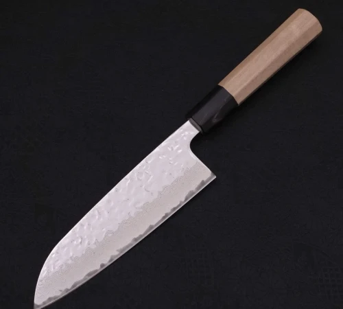 Снимка на Кухненски нож Musashi - Япония - ръчна изработка - стомана AUS10 - Santoku 165 мм